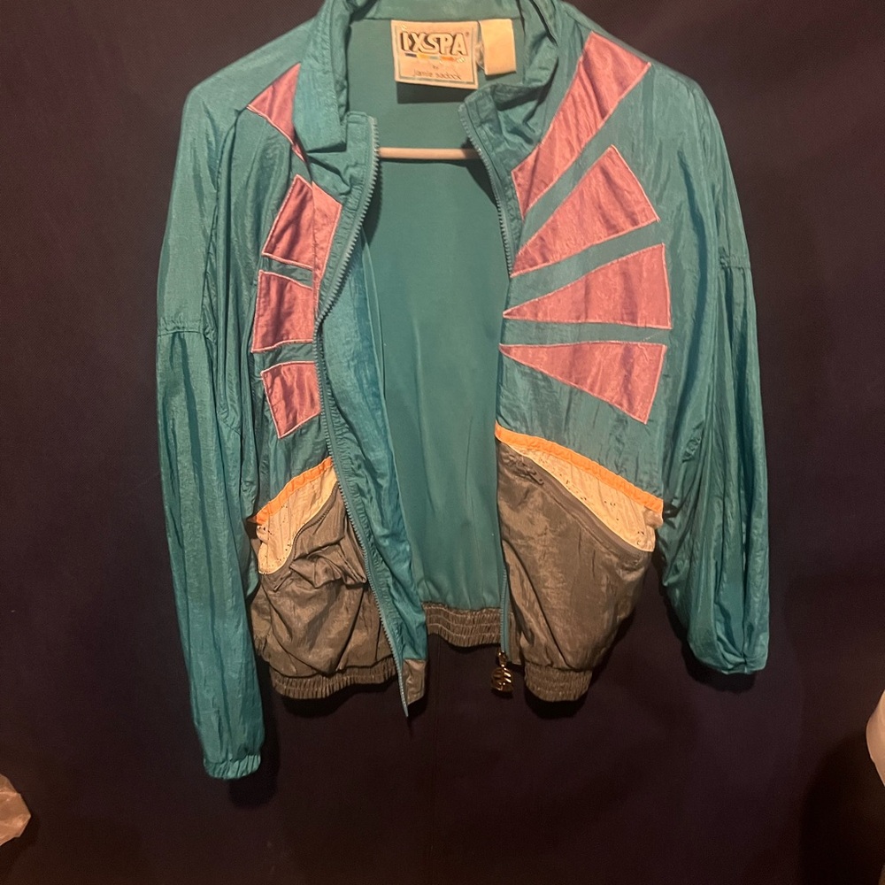 Vintage Teal and Pink Windbreaker Jacket